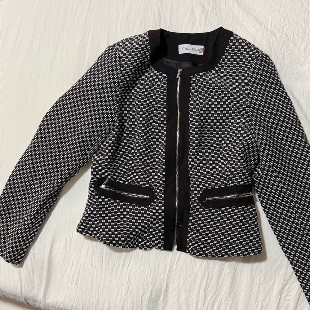 Calvin Klein Houndstooth Black and White Blazer